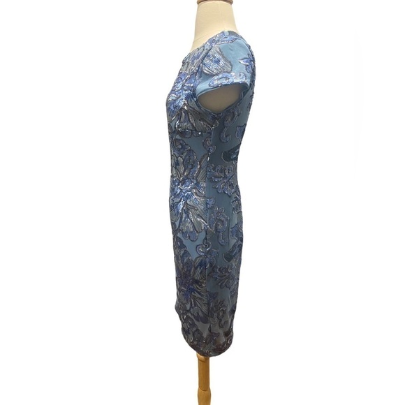 Marina De Buchi Marina Blue and Silver Sequin Cocktail Dress-size 4 - Picture 5 of 7